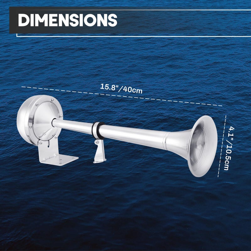 weyleity Boat Horn Waterproof Stainless Steel Single Trumpet, Electric Horn for 12v Boats Ship Sailboat Yacht Off-Road Vehicle Truck SUV RV Vans Touring Car - Image 2